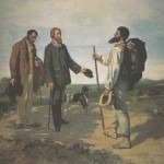 Le bâton de marche. Peinture de Courbet (1854). A noter la grande taille du bâton et le sac à dos. Précurseur de la marche nordique ?