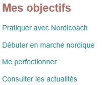 Menu complémentaire, par objectifs