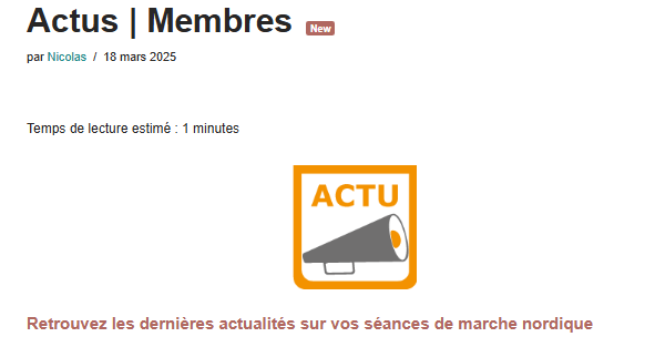 Rubrique Actus membres