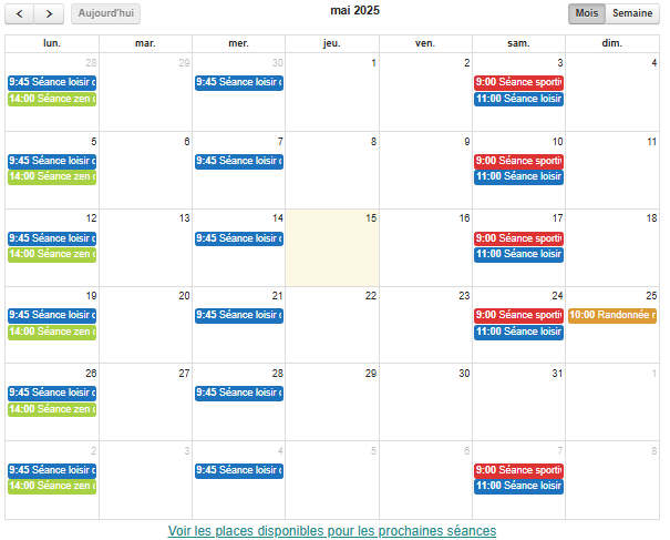 Calendrier de réservations