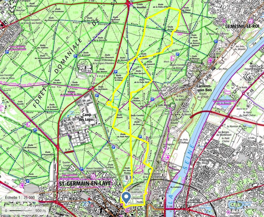 Carte du parcours en forêt de St-Germain