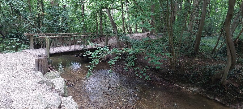Passerelle traversant le ru de la Brosse