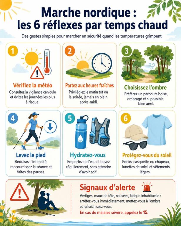 Précautions pour pratiquer la marche nordique en cas de canicule